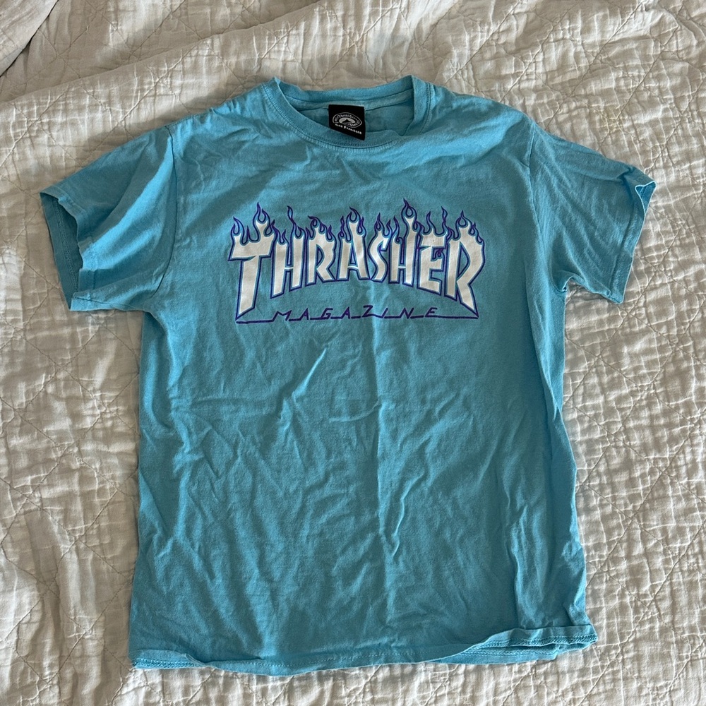 Thrasher Aqua Flame Logo Tee